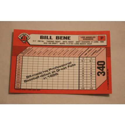 Bill Bene 1989 Bowman TIFFANY NO. 340