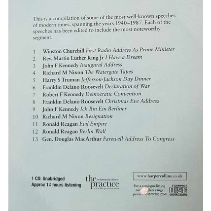 Great Speeches Audio Book CD Promo The Times AudioBook Churchill JFK & More