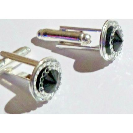Hand made cufflinks silver plated limited edition wedding gift bag Black J1