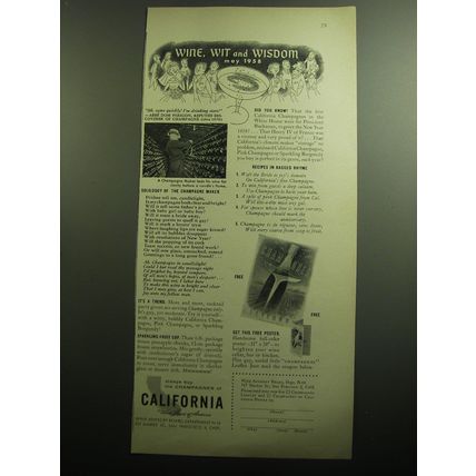 1958 California Wine Advisory Board Ad - Wine, Wit and Wisdom May 1958