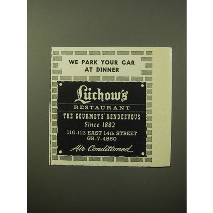 1960 Luchow's Restaurant Advertisement - We park your car at dinner