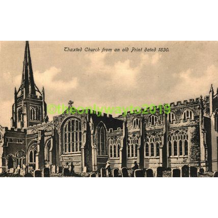 Thaxted Church, from old Print, Essex, White Postcard