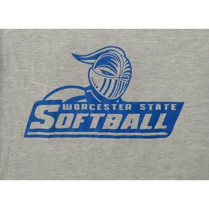 WORCESTER STATE SOFTBALL GRAY T SHIRT with BLUE LOGO SIZE MEDIUM