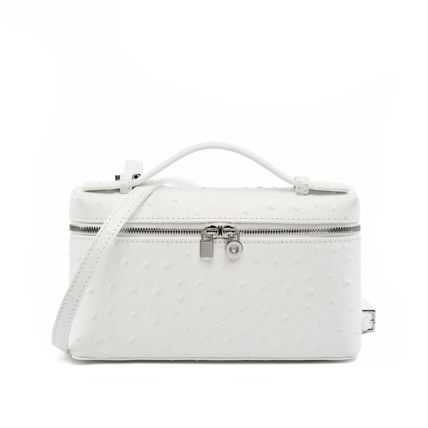 Women's Genuine Leather Makeup Bag Shoulder and Crossbody Phone Bag White