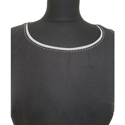Planet Silk Linen Black White Piping Sleeveless Dress 10 UK 36 EU