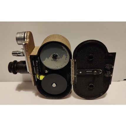 Vintage GB Bell & Howell 605 Double Run Eight cine camera. Case fairly scratched