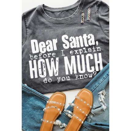 Gray Christmas Funny Saying Print Short Sleeve T Shirt