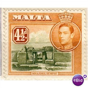 Malta stamps 1938 - SG 224 - KGV1 Ruins at Mnajdra 4½d MM