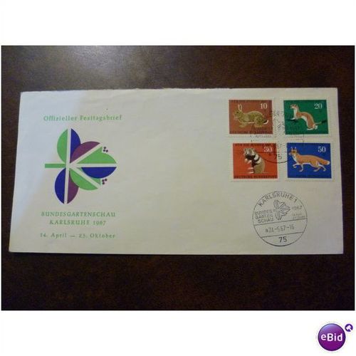 Germany 1967 Federal Garden Show special event cover animal set of 4 stamps