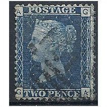 1858 SG47 2d Blue Plate 13 Good/Fine Used Check Letters "GA".