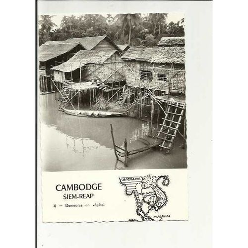 CAMBODGE (CAMBODIA) Siem-Reap River Houses Postcard by Robillard (4)