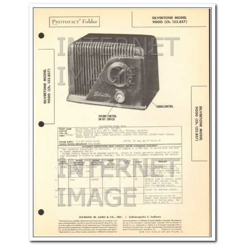 SILVERTONE model 9000 5 tube AM radio receiver Sams Photofact manual