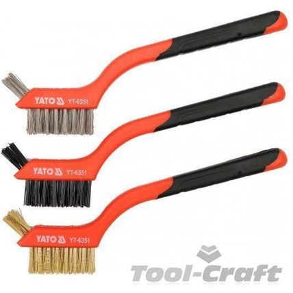 Yato professional double sided mini wire brush set 3 pcs nylon brass (YT-6351)