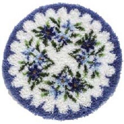 (24) Craftways BLUE FLOWERS Latch Hook Kit 24" round