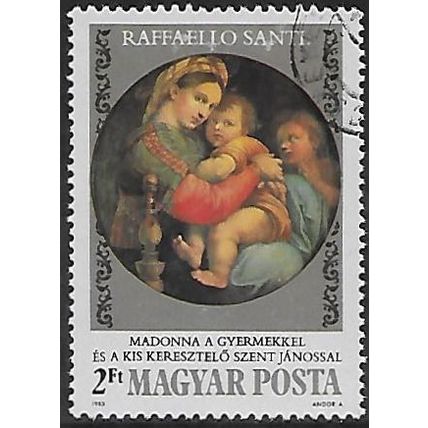 Hungary Mi 3614 A: 2 Ft. multicoloured The Madonna della Seggiola, p. 11¼:12¼