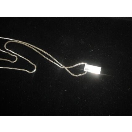 Simple encrusted silver colour bar pendant & necklace