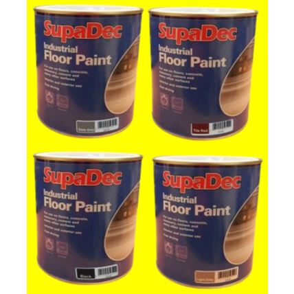 SupaDec Industrial Floor Paint 1L Slate Grey / Black / Light Grey / Red Garage