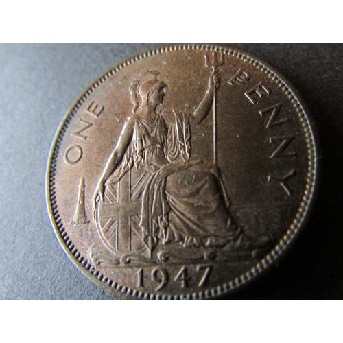 1947 GEORGE VI ONE PENNY - COIN - 2 FREE POST. C