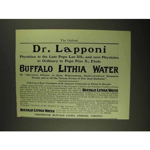 1903 Buffalo Lithia Water Ad - Dr. Lapponi