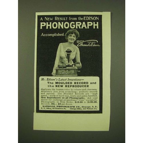 1902 National Phonograph Co. Ad - A new result from the Edison phonograph