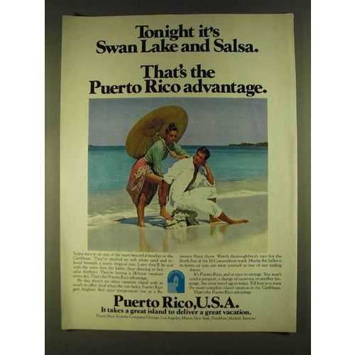 1980 Puerto Rico Tourism Ad - Swan Lake and Salsa