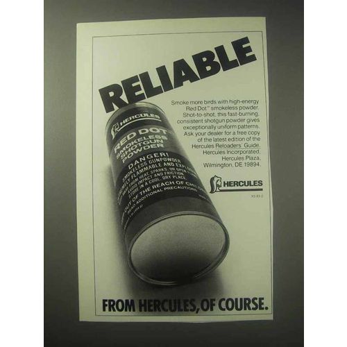 1985 Hercules Red Dot Powder Ad - Reliable