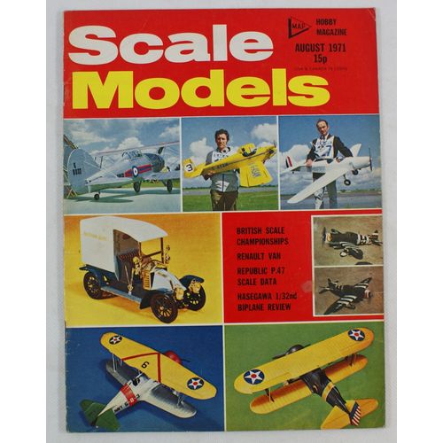 Scale Models (1969) Vol.2 # 8 - August 1971, Republic P.47, Hasegawa Biplane