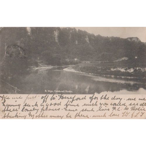 GB circa 1905 River Wye Caldwall Rocks by Frith sent but 654 bullet cancel
