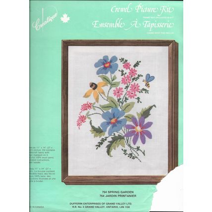 Creatique Crewel Picture Kit Needlepoint 764 Spring Garden 11 X 14” Unused