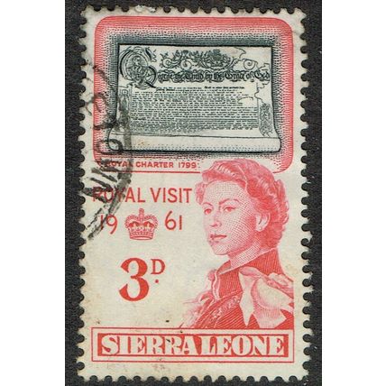 Sierra Leone 1961 Royal Visit 3d Black and Rose Red SG236 GU