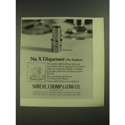 1974 Shreve, Crump & Low Na X Dispenser Advertisement