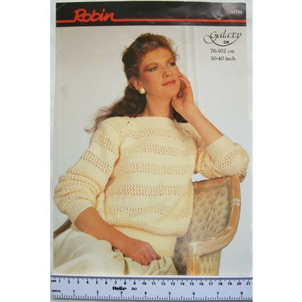 Vintage: Robin 13791 sweater with lacy bands, DK