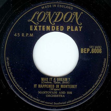 London #BEP.6010 - Mantovani Orchestra - 4 Latin Sounds - extended play