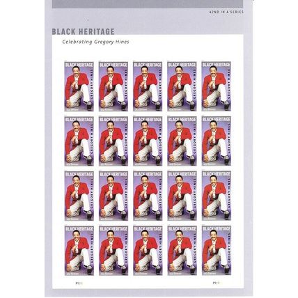 Black Heritage Gregory Hines Sheet of Twenty Current Rate Stamps Scott 5349