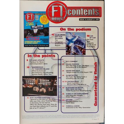 F1 News magazine. Issue No. 14, August 21 1999