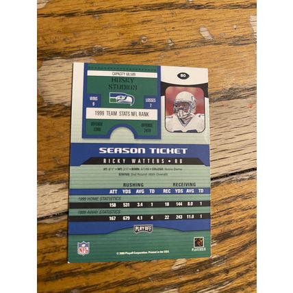 2000 Playoff Contenders Football Card #80 Ricky Watters RB 32 Seattle Seahawks