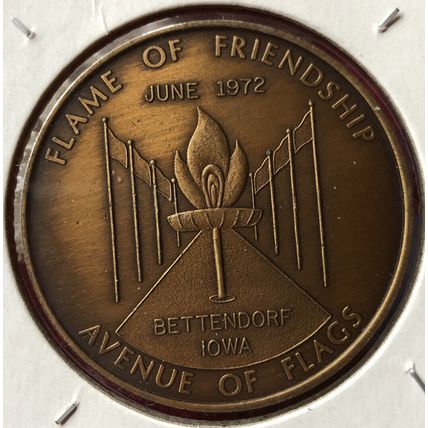Bettendorf Iowa IA Folk Festival VI Token 1972 Scott County Avenue of Flags