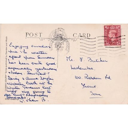 Pavilion and Beach Sandbanks Dorset Postcard posted 1953 VGC