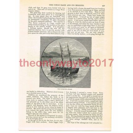 Mission Boat 'Plymouth', Congo, Victorian Art, Book Illustration, 1885
