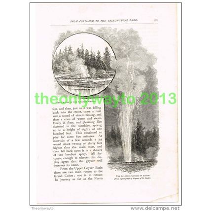 SPLENDID GEYSER, YELLOWSTONE, USA, BOOK ILLUSTRATION (PRINT) 1891