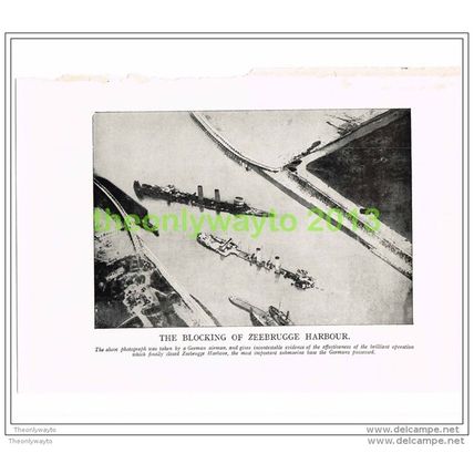 THE BLOCKING OF ZEEBRUGGE HARBOUR, BELGIUM, PHOTO BOOK ILLUSTRATION c1914