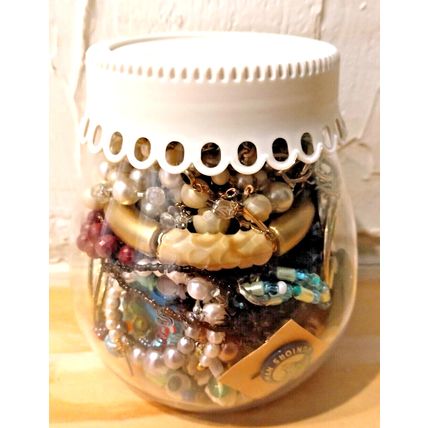 Assorted 1.82 lb Jar of Women's Fashion Costume Jewelry Necklaces Bracelets Pins
