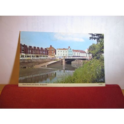 RIVER PARRETT AND QUAY, BRIDGWATER, SOMERSET used vintage postcard 1985 pm =