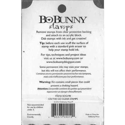 Bo Bunny. On The Go Stamp Set. Stamping Cardmaking Scrapbooking Crafts