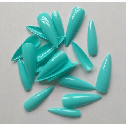 Stiletto False Nails Long Press on Fake Full Cover 20 50 100 Green Blue set