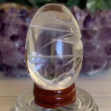 Vintage Ruckl Bohemian Czech Hand Cut Crystal Egg With Stand Original Box Label