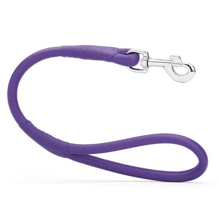 Soft Dog Pet Round Leather Traffic Lead W 1/2" - L 22", Purple