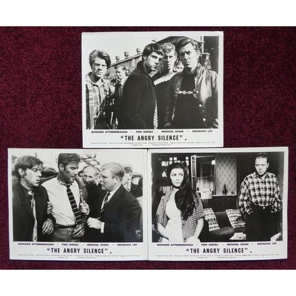 ANGRY SILENCE, The (1960) 3 UK FOH / Lobby cards ***Richard Attenborough***