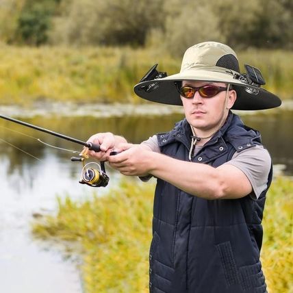 2025 Solar Fan Fishing Hat Outdoor Sun Hat Dual Power Powered Cooling Cap