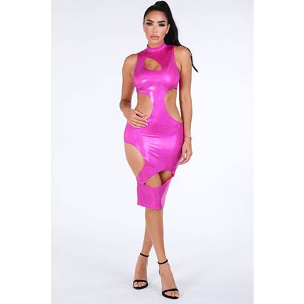 Women's Cutout Sexy Maxi Hologram Dress